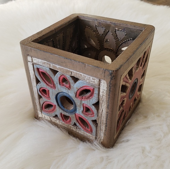 Other - B2G1 Bohemian Eclectic Carved Wooden Candle Holder